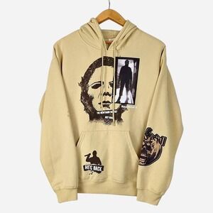 Halloween II Michael Myers Hoodie Beige Pullover Sweatshirt‎ Size M Horror Movie